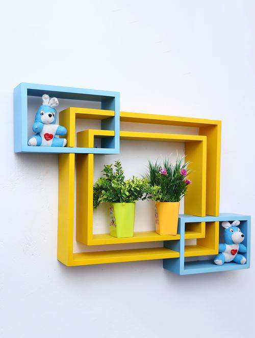 mdf decorative intersecting storage wall mount shelf rack - 16462201 - Very Small Image - 1