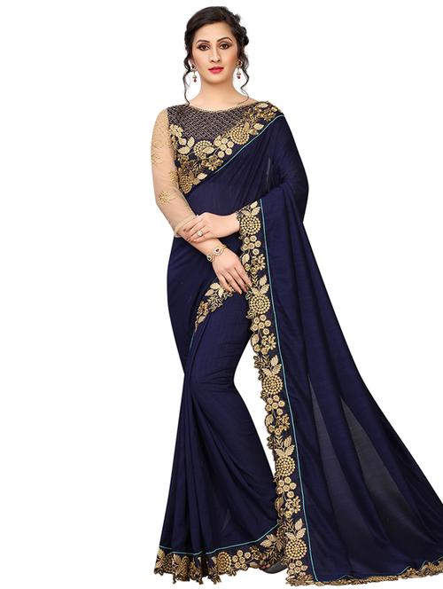 embroidered lace border saree with blouse - 16462967 - Very Small Image - 1