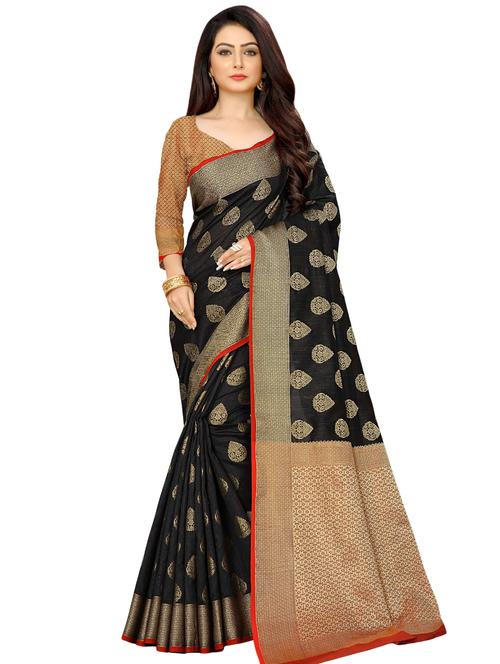 ethnic zari motif banarasi saree with blouse - 16462977 - Very Small Image - 1
