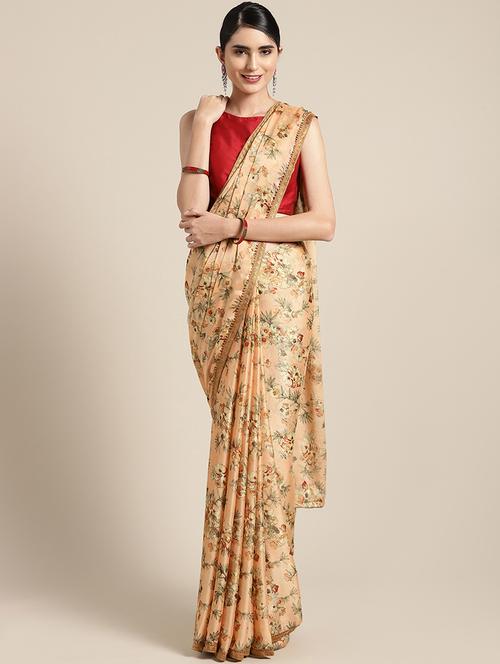 floral printed saree with blouse - 16463113 - Very Small Image - 1
