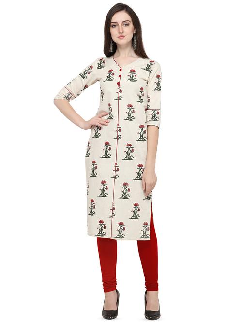 floral printed straight kurta - 16463230 - Very Small Image - 1