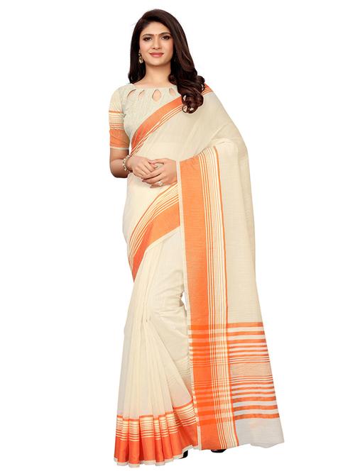 contrast border woven saree with blouse - 16463814 - Very Small Image - 1