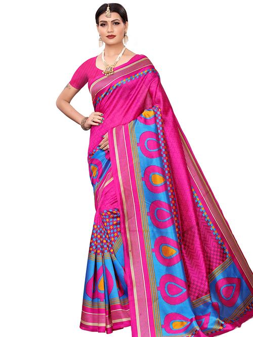 checkered printed saree with blouse - 16463842 - Very Small Image - 1
