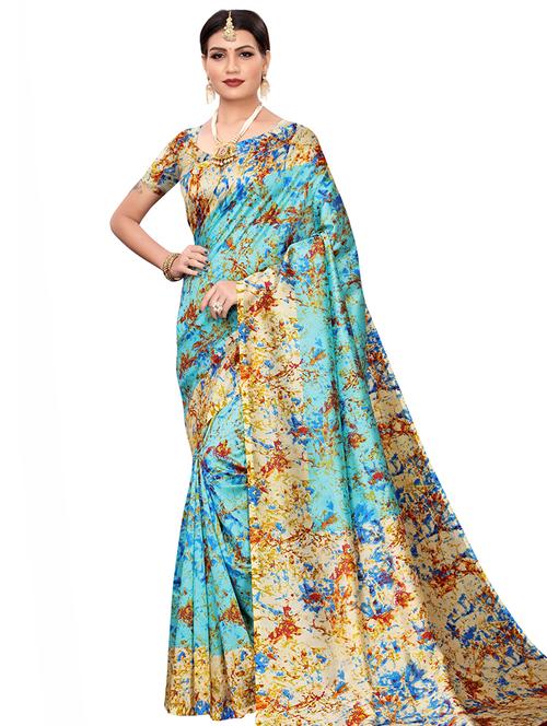 abstract printed saree with blouse - 16463845 - Very Small Image - 1
