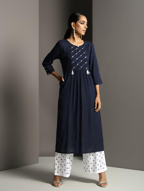 mirror work straight kurta - 16465396 - Very Small Image - 1