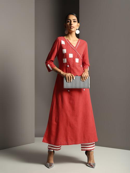 embroidered angrakha kurta - 16465401 - Very Small Image - 1
