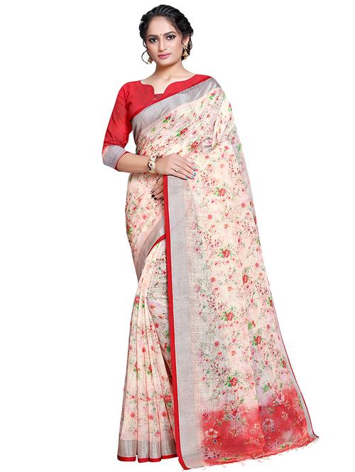 floral printed saree with blouse - 16465648 - Very Small Image - 1