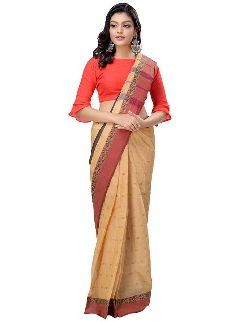 solid bordered tant saree - 16465878 - Very Small Image - 1
