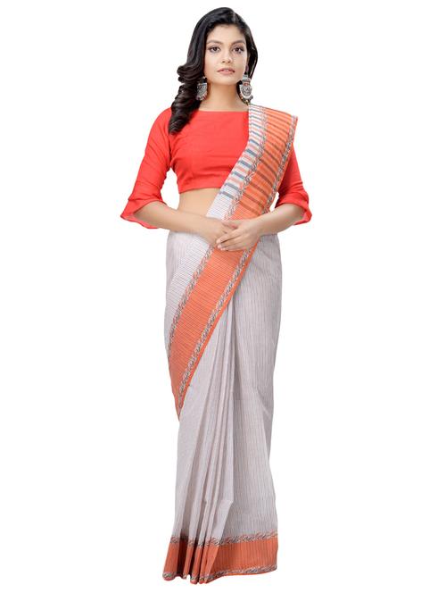 striped bordered tant saree - 16465887 - Very Small Image - 1