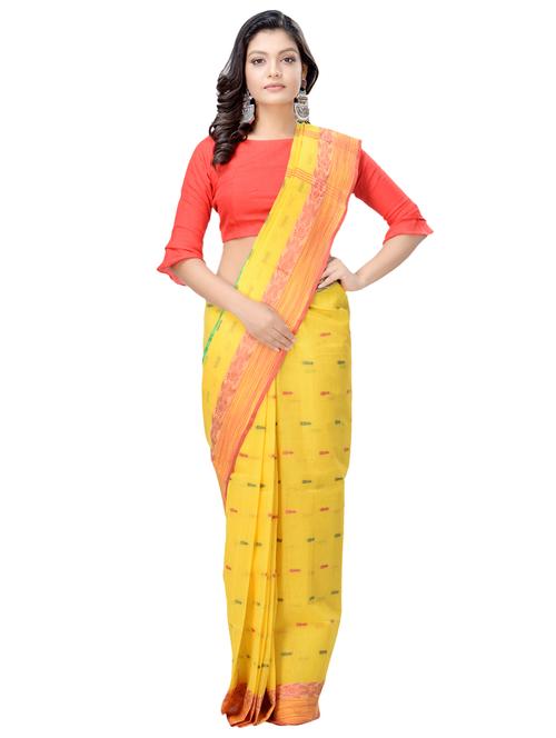 solid bordered tant saree - 16465891 - Very Small Image - 1