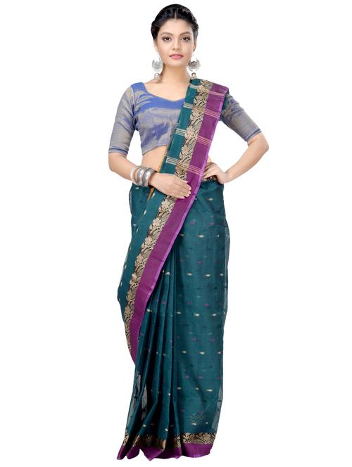 solid bordered tant saree - 16465898 - Very Small Image - 1