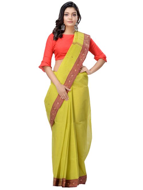 solid bordered tant saree - 16465914 - Very Small Image - 1