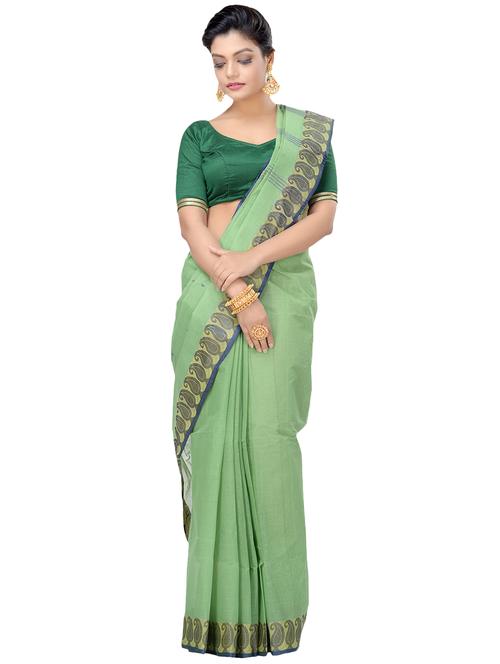 solid bordered tant saree - 16465916 - Very Small Image - 1