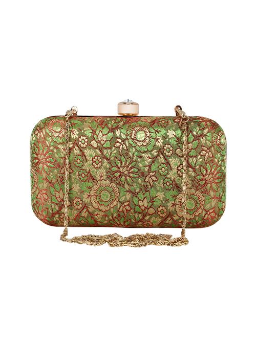green faux silk box clutch - 16466030 - Very Small Image - 1
