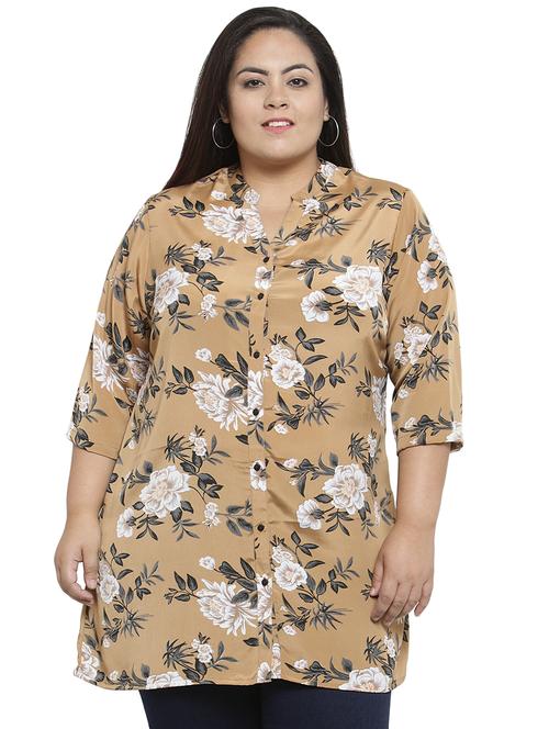 mandarin neck floral plus tunic - 16466508 - Very Small Image - 1