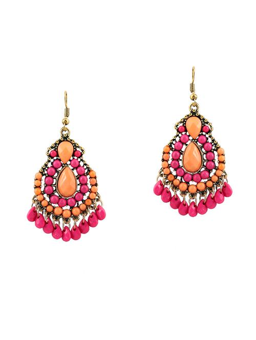pink metal drop earring - 16466640 - Very Small Image - 1