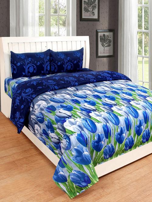 elegant design cotton printed double bedsheet with 2 pillow cover - 16467395 - Very Small Image - 1