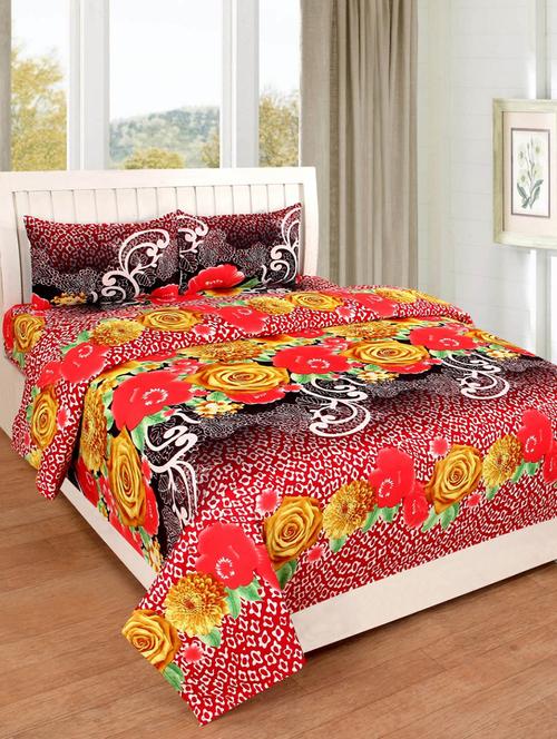 elegant design cotton printed double bedsheet with 2 pillow cover - 16467396 - Very Small Image - 1