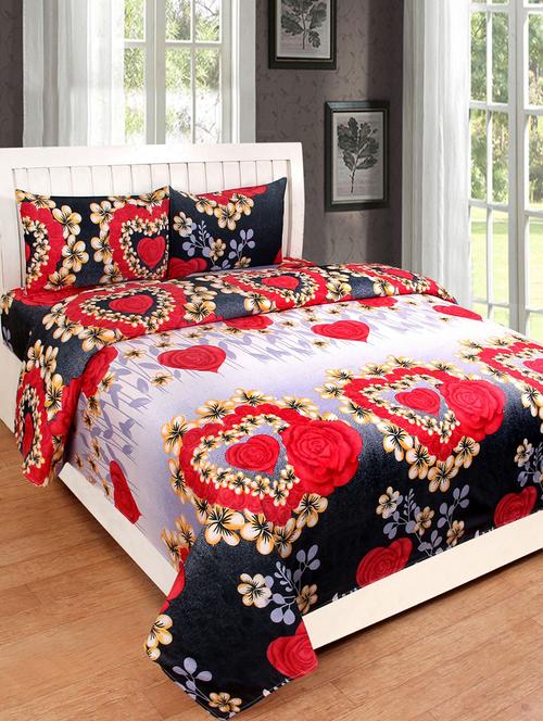 elegant design cotton printed double bedsheet with 2 pillow cover - 16467398 - Very Small Image - 1