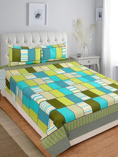 elegant design cotton printed double bedsheet with 2 pillow cover - 16467402 - Very Small Image - 1