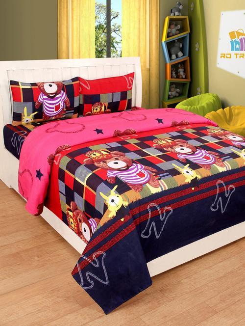 elegant design cotton printed double bedsheet with 2 pillow cover - 16467403 - Very Small Image - 1