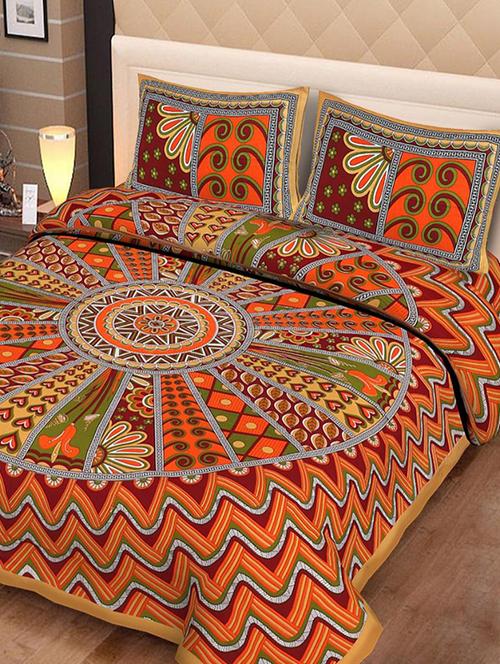 elegant design cotton printed double bedsheet with 2 pillow cover - 16467496 - Very Small Image - 1