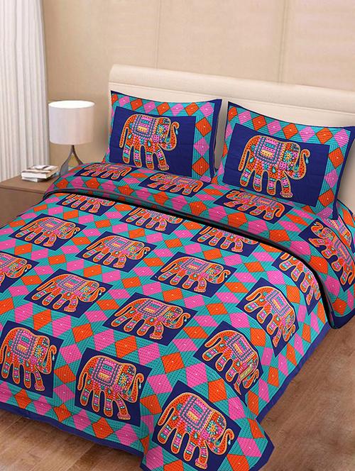 elegant design cotton printed double bedsheet with 2 pillow cover - 16467498 - Very Small Image - 1