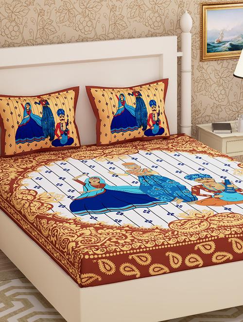elegant design cotton printed double bedsheet with 2 pillow cover - 16467511 - Very Small Image - 1