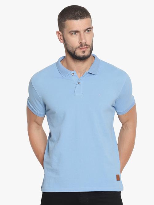 light blue solid polo t-shirt - 16467635 - Very Small Image - 1