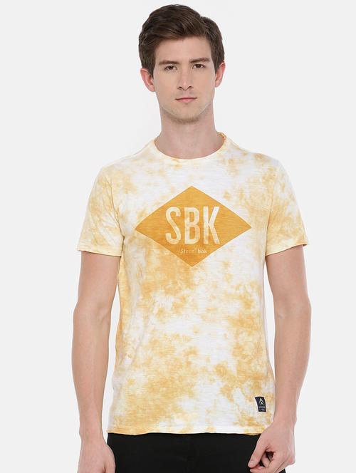 yellow tie & dye typographic t-shirt - 16467659 - Very Small Image - 1
