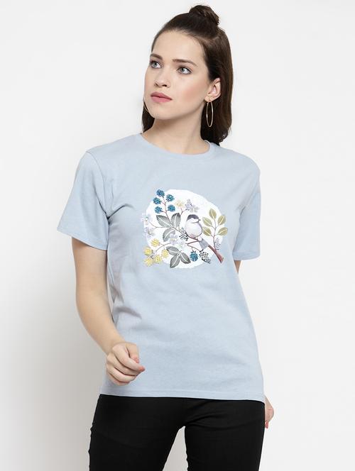 crew neck quirky printed tee - 16468259 - Very Small Image - 1