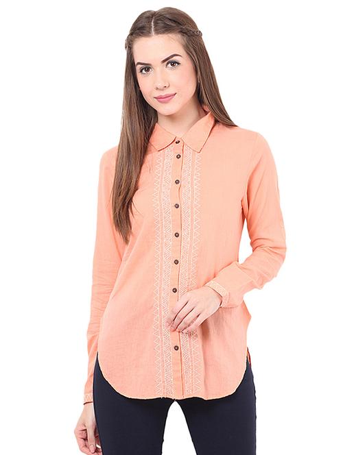 curved hem embroidered shirt - 16468393 - Very Small Image - 1