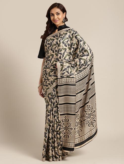 kalamkari printed saree with blouse - 16470193 - Very Small Image - 1