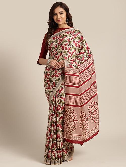 kalamkari printed saree with blouse - 16470199 - Very Small Image - 1