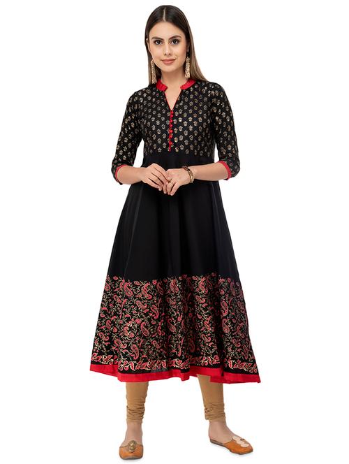 block print anarkali kurta - 16471354 - Very Small Image - 1