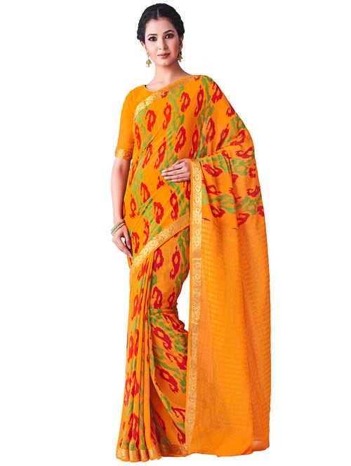 ikat banarasi saree with blouse - 16471420 - Very Small Image - 1