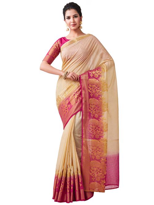 solid kanjivaram saree with blouse - 16471428 - Very Small Image - 1