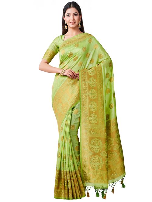 floral kanjivaram saree with blouse - 16471430 - Very Small Image - 1