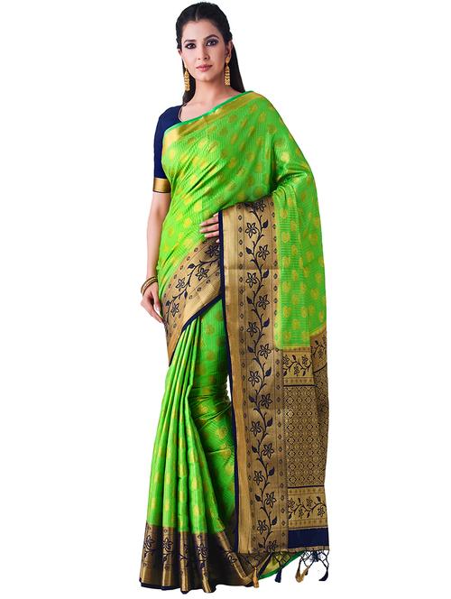 paisley kanjivaram saree with blouse - 16471431 - Very Small Image - 1