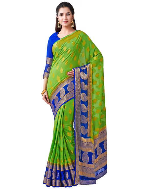 bordered kanjivaram saree with blouse - 16471432 - Very Small Image - 1
