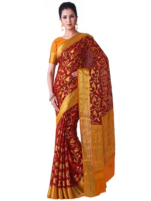 floral kanjivaram saree with blouse - 16471435 - Very Small Image - 1