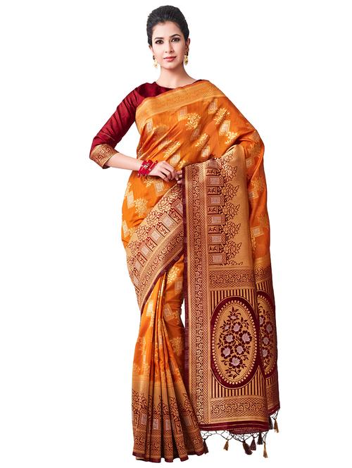 floral kanjivaram saree with blouse - 16471438 - Very Small Image - 1
