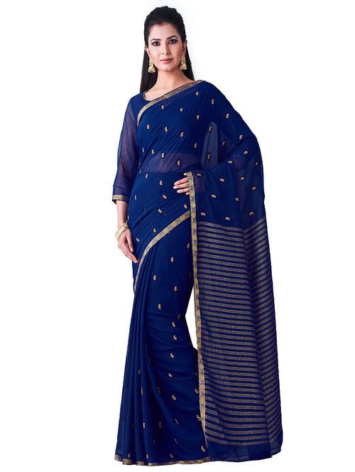paisley banarasi saree with blouse - 16471441 - Very Small Image - 1