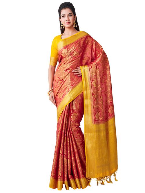 floral kanjivaram saree with blouse - 16471463 - Very Small Image - 1