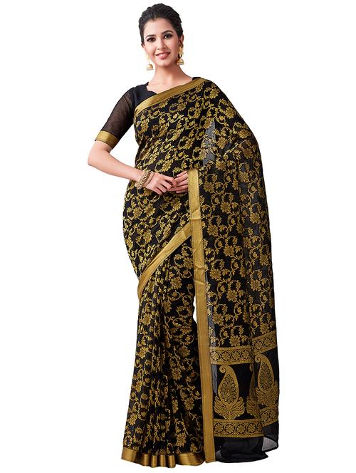 floral kanjivaram saree with blouse - 16471480 - Very Small Image - 1
