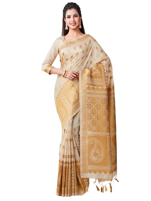 offwhite art silk kanjivaram saree with blouse - 16471492 - Very Small Image - 1