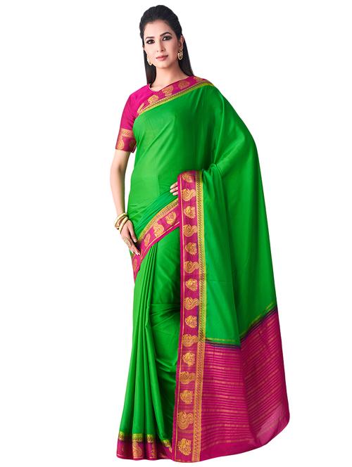 solid kanjivaram saree with blouse - 16471507 - Very Small Image - 1