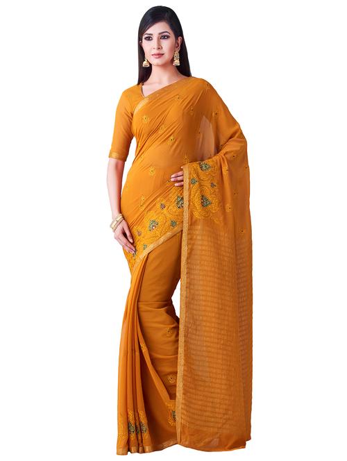 solid banarasi saree with blouse - 16471514 - Very Small Image - 1