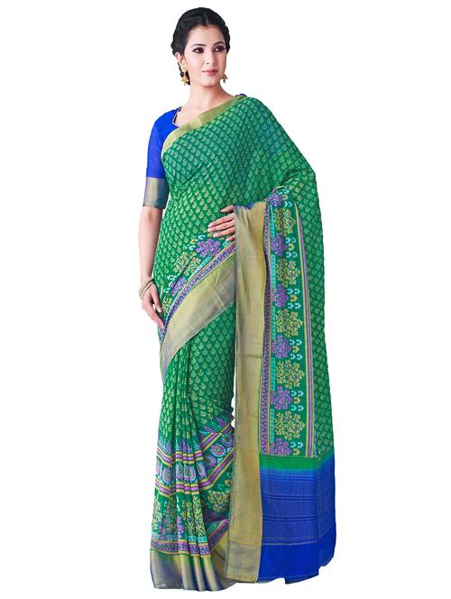 printed banarasi saree with blouse - 16471544 - Very Small Image - 1