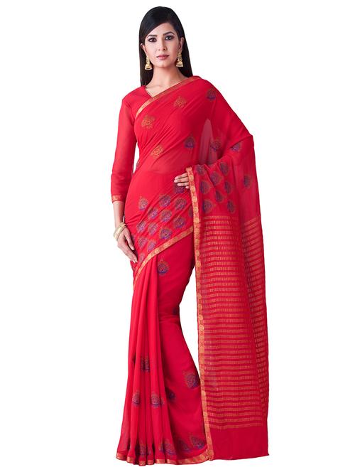 embroidered banarasi saree with blouse - 16471549 - Very Small Image - 1